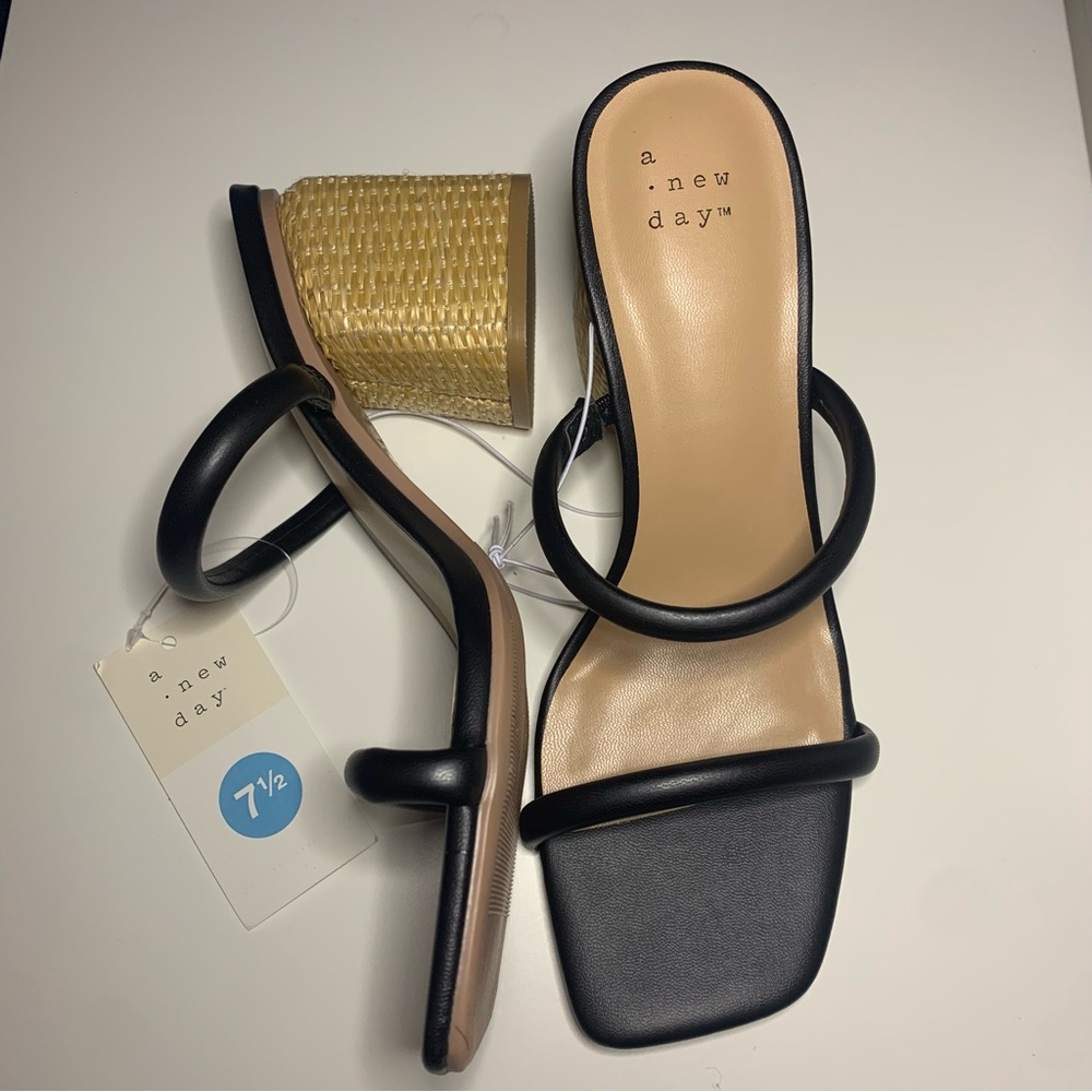 NWT - A New Day Miley Black Mule Heels - Size 7.5 - Target - Black Woven Heels